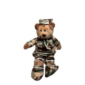 2005 Travel Lodge Sleepy US Army Teddy Bear Stuffed Plush Camouflage 12” Vintage